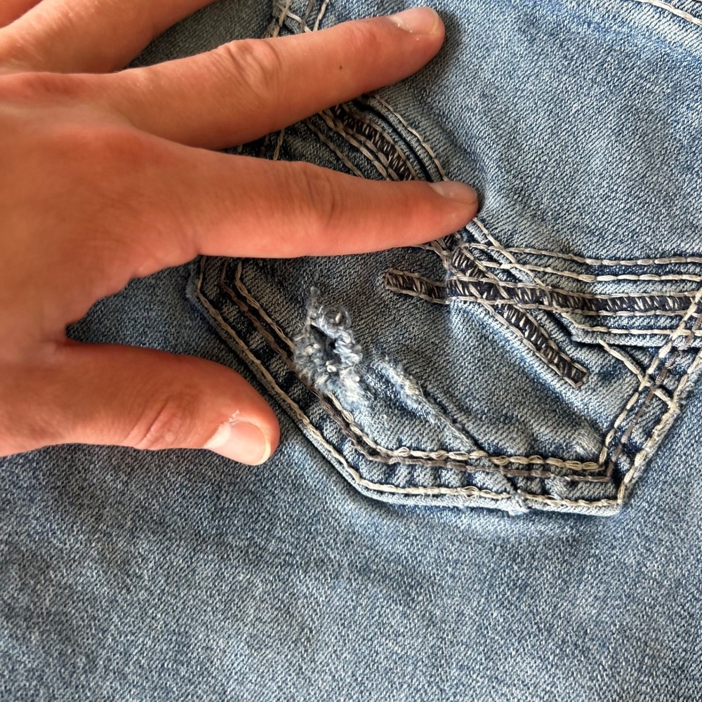 BKE Jake Straight Jeans Men 32x32 Blue Medium Wash Denim Stretch Contrast Stitch - Picture 9 of 10
